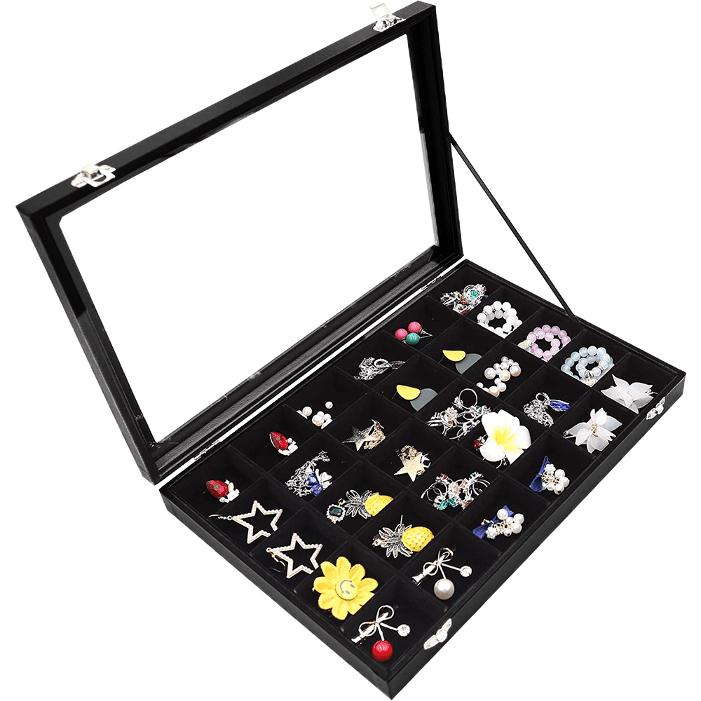 Buy RONTENO Leather Multi-layer Jewelry Box Makeup Organizer Case Earrings  Ring Stud Jewelry Storage Display Case Box For Jewelry Gift Box, 1Pc(Only  Black Color,Not Included Jewelry) at Amazon.in