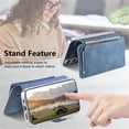 thumbnail image 6 of Wallet Case for Samsung Galaxy A37 5G 6.7" 2-in-1 PU Leather【RFID Blocking】Flip Card Holder Zipper Pocket, Metal Ring Stand Shockproof Magnetic Detachable Cover,Blue,For Galaxy A37 5G, 6 of 11