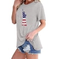 thumbnail image 3 of Tops Cortos para Mujeres Bandera de Moda Impresa Cuello Redondo, Camiseta de Manga 3/4 para Uso Diario, Casero Y Cómodo, 3 of 4