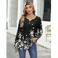 thumbnail image 4 of Zeagoo Womens Tops Dressy Casual Beach Vacation Clothes for Women Business Casual Long Shirts V Neck Tee Shirt Ladies Top and Blouses Ethnic Style, 4 of 7