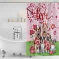 thumbnail image 2 of Valentine's Day Shower Curtain Set - Small 36" x 72" Washable Bathtub Curtain with 12 Hooks, Watercolor Funny Dogs Love Roses Spring Pink Waterproof Fabric Stall Shower Curtains for Bathroom Décor, 2 of 6