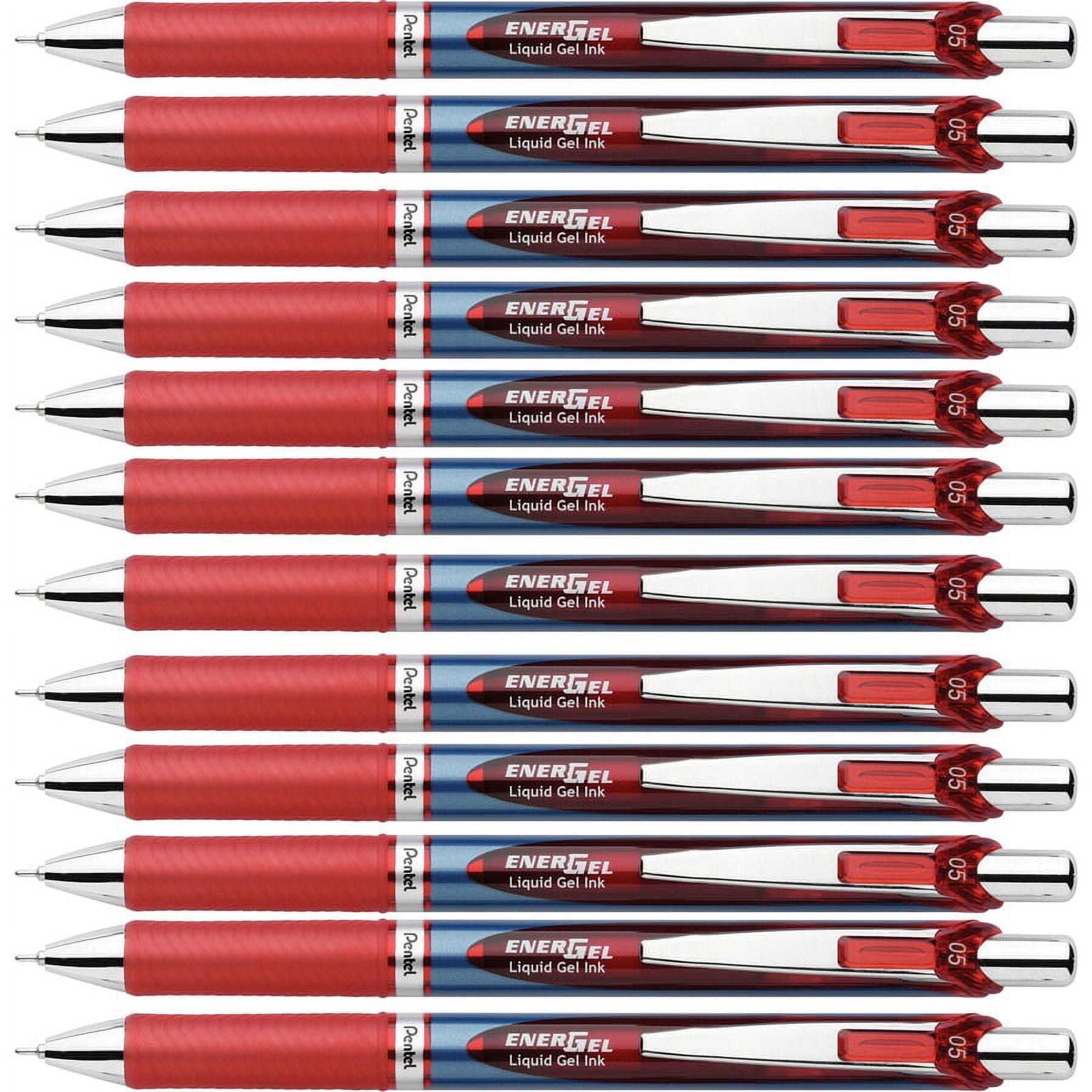 Pentel Needle Tip Liquid Gel Ink Pens - Refillable - Retractable - Red Liquid Gel Ink Ink - 12 / Box | Bundle of 2 Boxes