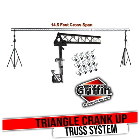 Triangle Lighting Trussing System by Griffin - DJ Kit Truss Stand for Light Cans & Speakers - Crank Up Pro Audio Stage Light Hardware Package Equipment Mount Gear Holder for Parties, Live Music