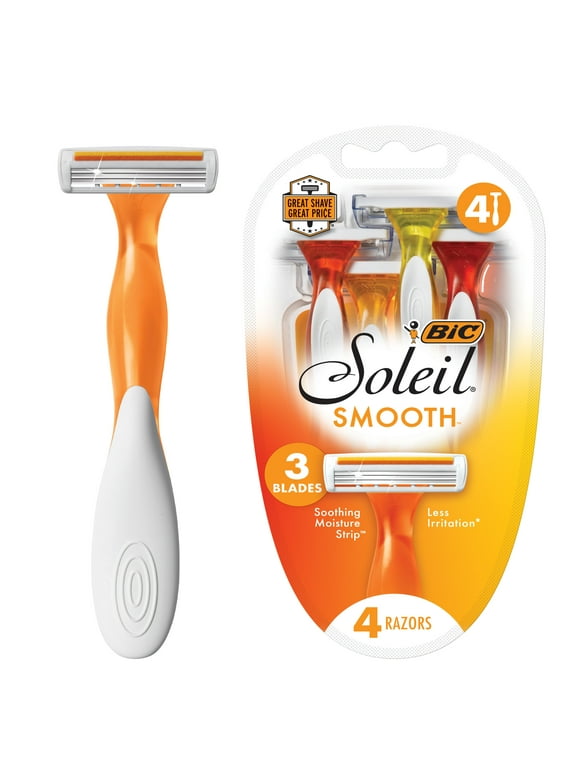 BIC Soleil Original Womens Disposable Razor, Assorted, 4 Packages, Counter Display