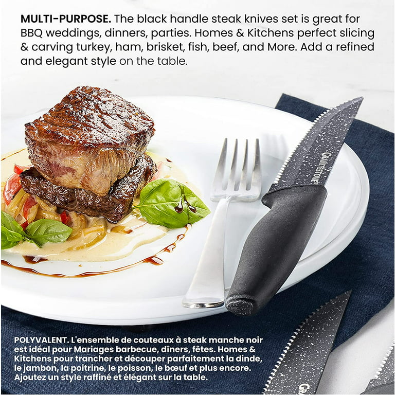 GraniteStone Nutriblade 6 Piece Non-Stick Steak Knife Set Color: Black 