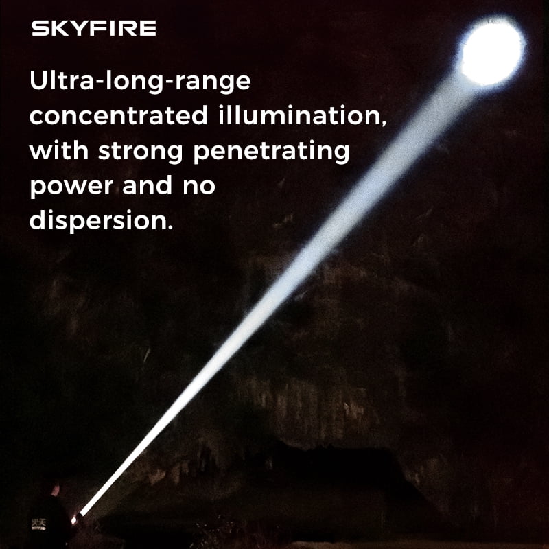 SKYFIRE Rechargeable LED Flashlight High Brightness, 4 Modes Yellow Blue Lens, 17hr Runtime for Camping Home Outdoor