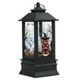 thumbnail image 1 of Generic Medium Black Halloween LED Pumpkin Lantern with Spooky Patterns - Battery Operated Decorative Light for Parties, Gardens, and Haunted Houses, 1 of 6