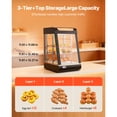 thumbnail image 5 of KFFKFF 3-Tier Commercial Food Warmer Display, 800W Countertop Warmer with LED Lighting, Adjustable Shelves, 86℉~185℉ Steam Heating, 60 Qt / 57L Capacity for Burgers, Pizza, Bread, and Fried Chicken, 5 of 9