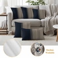 thumbnail image 6 of Navy Blue Black Stripe Outdoor Waterproof Pillow Covers, Contemporary Clean-lined Abstract Decorative Square Throw Pillowcase Sofa Cushion Sham for Patio/Couch/Chair, 24"x24" 2 Pack, 6 of 8