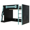 thumbnail image 6 of Harper & Bright Designs Full Size Wood Gaming Loft Bed with Desk, Full Loft Bed with Storage Shelves, Light and Charging Station, Blue, 6 of 15