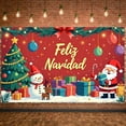 thumbnail image 2 of Christmas Theme Christmas Banner Colorful Decor Feliz Navidad Banner Festive Red Background Holiday Banner for Christmas Celebration Family Gathering Holiday Party, 2 of 8