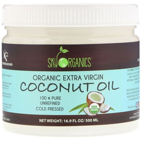 Sky Organics Organic Extra Virgin Coconut Oil 100 Pure Unrefined Cold Pressed 16 9 fl oz 500 (Best Cold Pressed Coconut Oil)