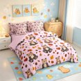 thumbnail image 2 of Manfei Cute Rustic Bear Twin Bedding, Waterclor Fall Leaves Bedding Comforter Set, Pink, Pink Reversible, 7 Pieces, 2 of 6