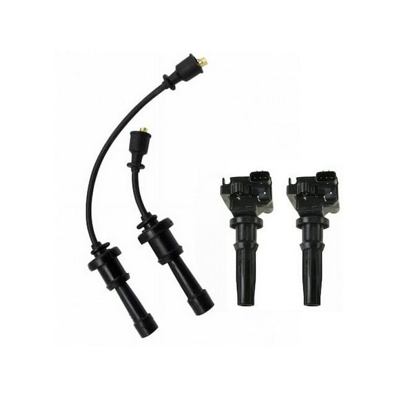 Ignition Coil and Spark Plug Wire Set 3 Piece - Compatible with 2001 - 2006 Kia Optima 2.4L 4-Cylinder VIN 6 2002 2003 2004 2005