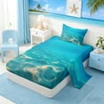 thumbnail image 2 of Manfei Underwater Wave Twin Sheet Sets for Kids Boys and Girls, Coastal Ocean Print Bedding 3 Pieces, 1 Flat Sheet, 1 Fitted Sheet and 1 Pillowcase, 2 of 6