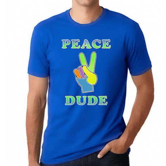 Peace Dude Shirts for MEN - Blue Peace Sign Perfect Dude Shirt for MEN - Perfect Dude Merchandise