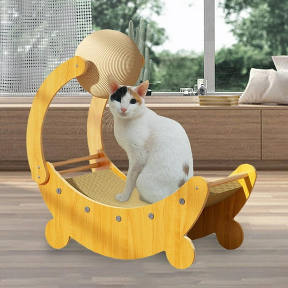 Cat Scratching Board Cat Scratch Ball Moon Shape Cat Scratcher Toy for Puppy 53.6cmx25.6cmx56 cm