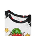 thumbnail image 5 of Elippeo Family Matching Christmas Pajamas, Letter  Elf Print Long-Sleeved Round Neck Tops + Candy Cane Pattern Trousers Sleepwear, 5 of 10
