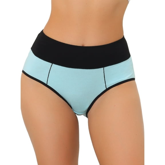 INSPIRE CHIC Women's Underwear High Waist Tummy Control Color-Block Brief 3XL Light Blue