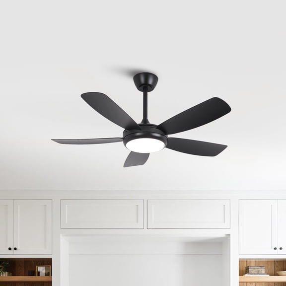 42" Modern Black Dimmable Integrated LED Ceiling Fan with Light and Remote for Bedroom and Kitchen