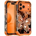 thumbnail image 1 of wonima11 Miqala for iPhone 17 Pro Max Case,Glow in The Dark Three Layer Heavy Duty Shockproof Protection Hard Plastic Bumper+Soft Silicone Case for iPhone 17 Pro Max,Orange, 1 of 1