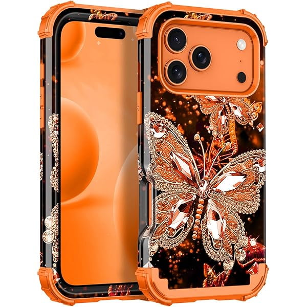 wonima11 Miqala for iPhone 17 Pro Max Case,Glow in The Dark Three Layer Heavy Duty Shockproof Protection Hard Plastic Bumper+Soft Silicone Case for iPhone 17 Pro Max,Orange