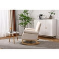 thumbnail image 3 of Accent Rocking Chair, Velvet Tufted Uplostered Glider Rocker Armchair, Mid Century Modern Comfy Side Leisure Chair with Rubber Wood Legs for Living Room Bedroom Office (Beige), 3 of 9