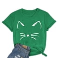 thumbnail image 2 of T-shirts pour Femmes Col Rond Manches Courtes Texte Quotidien Botanique Floral Chat T-Shirt Haut Surdimensionné T-Shirts Vert TG, 2 of 4