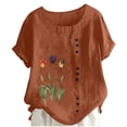 thumbnail image 3 of Boho Tops for Women 2026 Linen Regular Fit Teacher Clothes Water Resistant Boho Chiffon Spring Fall Tops 2026, Coffee,L, 3 of 5