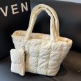 thumbnail image 3 of 6015 Bolso Algodón Ligero Gran Capacidad Con Hilo Bordar Acolchado Versátil E Informal Con Bolso Pequeño para (beige), 3 of 9