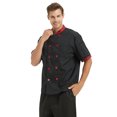 thumbnail image 4 of Toptie Unisex Short Sleeve Hotel Restaurant Waiter Chef Coat Jacket-Black-M, 4 of 6