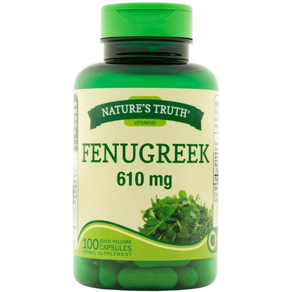 4 Pack Nature's Truth Fenugreek Dietary Supplement Capsules, 100 ea