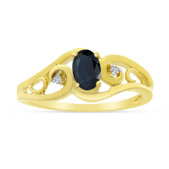 14k Yellow Gold Oval Sapphire And Diamond Ring