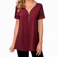 thumbnail image 4 of Olyvenn Womens 2025 Cold Shoulder Tops Trendy Party Blouses Loose Fit Plus Size Shirts Sparkly Tunic Summer Night Out Tees Wine L, 4 of 8
