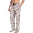 thumbnail image 5 of FREEAMG Purple Lavender Floral Pajama Pants for Men, Men's Separate Bottoms, Comfortable Sleep Lounge Pj Pants, 5 of 7