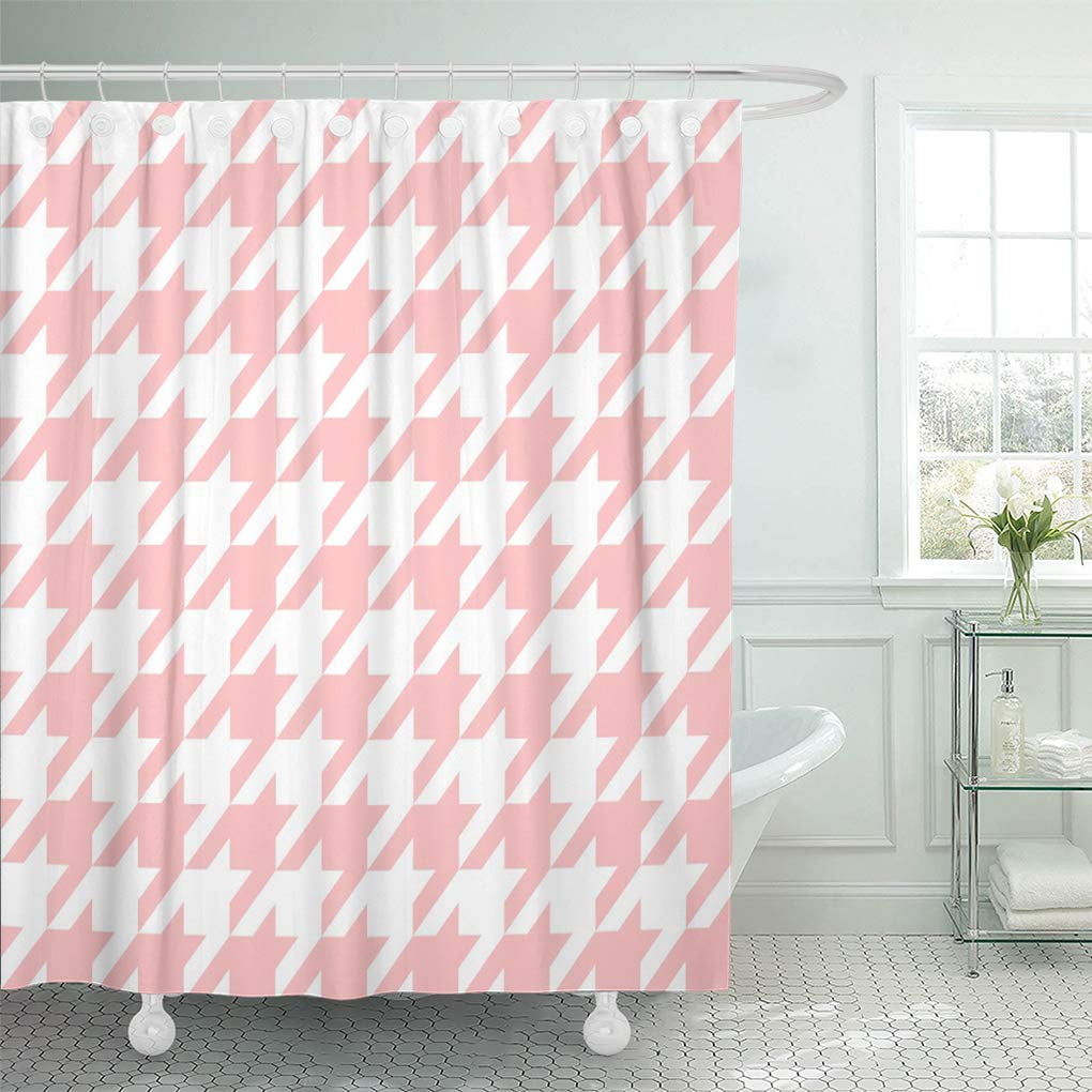 SUTTOM Plaid Seamless Houndstooth Pattern Background Pink and White