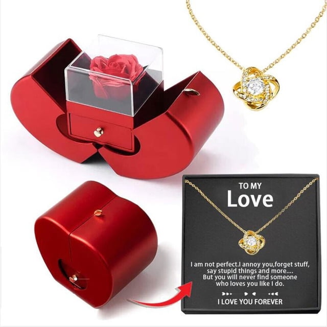 CREATITOY Hollow Gift Box Set - Silver Necklace + Card, Valentine's Day Jewelry Gift