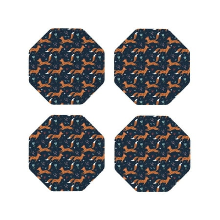 

Leather Coasters with Heat-resistant for Drinks Fox with Flower Pattern -标题2 Octagon