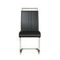 thumbnail image 5 of Set of 2 Modern Dining Chairs, PU Faux Leather High Back Upholstered Side Chair with C-shaped Tube plating Metal Legs for Dining Room Kitchen Vanity Patio Club Guest Office Chair (Black), 5 of 11