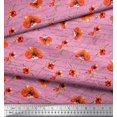 thumbnail image 2 of Soimoi Pink Crepe Silk Fabric Text & Poppy Floral Decor Fabric Printed Yard 42 Inch Wide, 2 of 3