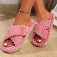 thumbnail image 3 of Zapatillas de casa con banda cruzada de pana a la moda para mujer, chanclas de felpa cálidas para otoño e invierno, zapatillas de algodón de suela blanda para dormitorio interior para mujer, 3 of 5