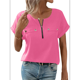 thumbnail image 1 of Blusa con Cremallera para Mujer, de Poliéster, con Botones y Corta, Ideal para el Tiempo Libre, Color Rosa XXL, 1 of 6