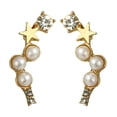 thumbnail image 1 of PVCS Women Simple Geometric Five-pointed Star Pearl with Diamond Irregular Earrings, 1 of 8