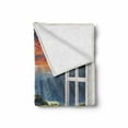 thumbnail image 2 of Countryside Soft Flannel Fleece Blanket, Sunrise over Mountains Rural Village Scene Through Open Window, Cozy Plush for Indoor and Outdoor Use, 50" x 70", Olive Green and Multicolor, by Ambesonne, 2 of 6