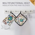 thumbnail image 4 of Yayeee Oven Mitts and Pot Holder Set of 2 Heat Resistant Kitchen Gloves Baking Hot Pad, Beige School, 4 of 5