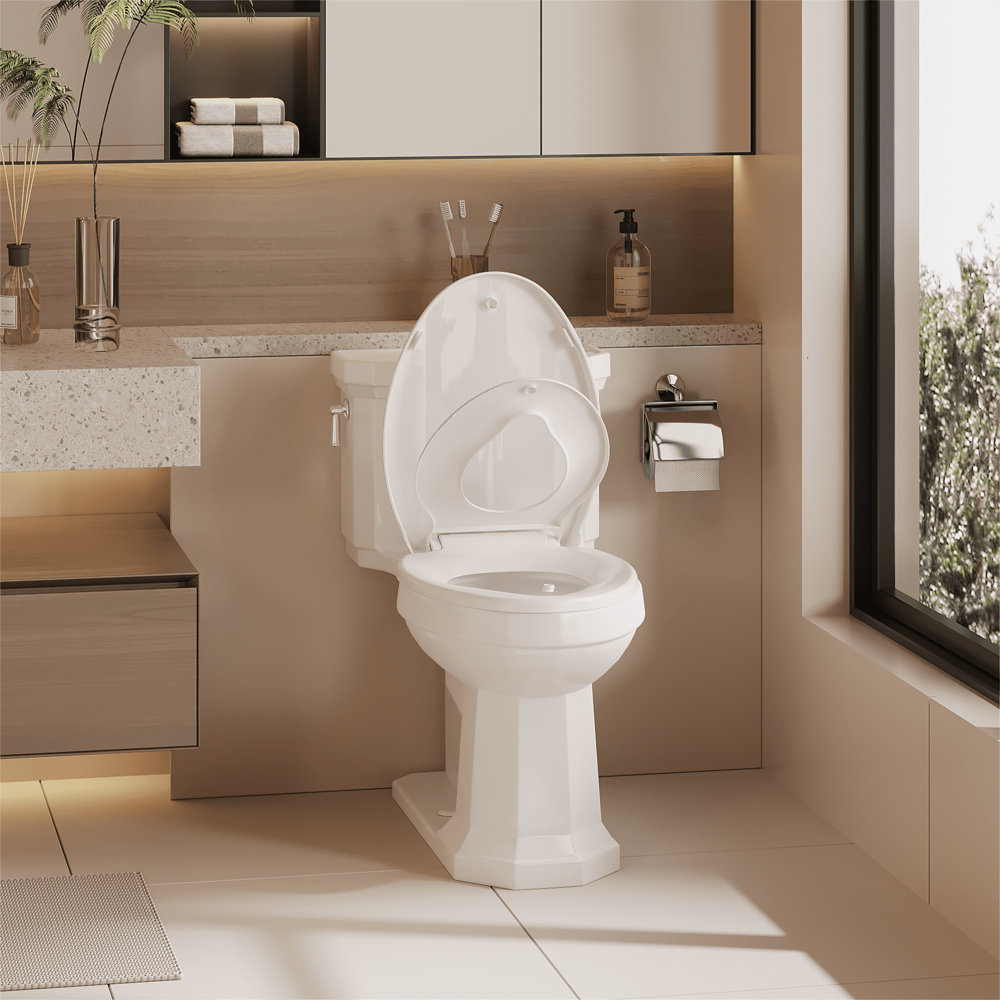 Premium Toilet Seat, Slow Close & Quick Release Toilet Seat with Secure-Lock No Slip Hinges