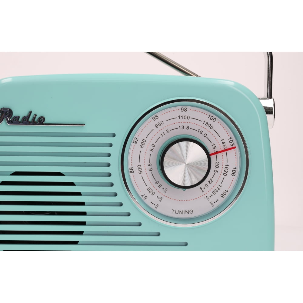 RadioShack Portable Retro AM/FM/SW Radio with Bluetooth, Rechargeable Battery, High-Power Speaker, USB and microSD Playback, 3.5mm Input, Baby Blue, Model 4001801