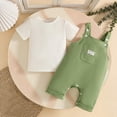 thumbnail image 3 of Toddler Boys Girls Short Sleeve Tee Shirt Suspenders Denim Shorts Outfit Summer Casual Playwear SetGreen18-24 Months, 3 of 7