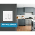 thumbnail image 4 of 2 Gang Rocker - Decorator METAL Wall Plate - Wall Plate for Decorator Style Light Switches, GFCI, Electrical Plug Outlets, Stainless Steel Painted White, UL Listed, 4.5 x 4.5 Inches (Made in USA), 4 of 5