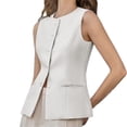 thumbnail image 4 of Sleeveless Solid Color Women Work Office Slim Waistcoat Vest Blazer, 4 of 6